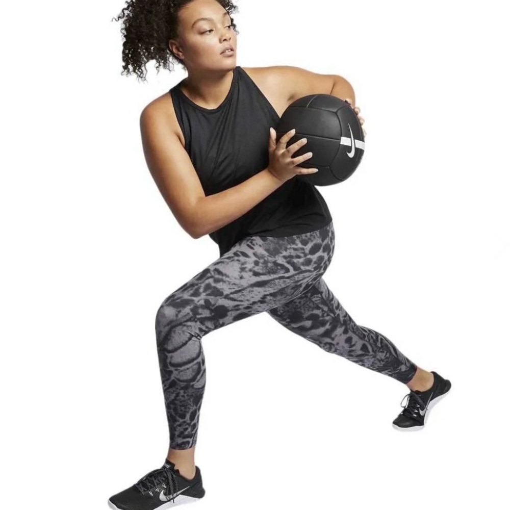 Nike One Luxe Dri-FIT Leopard Print Leggings Gray Black Mid Rise Size L - Picture 5 of 14